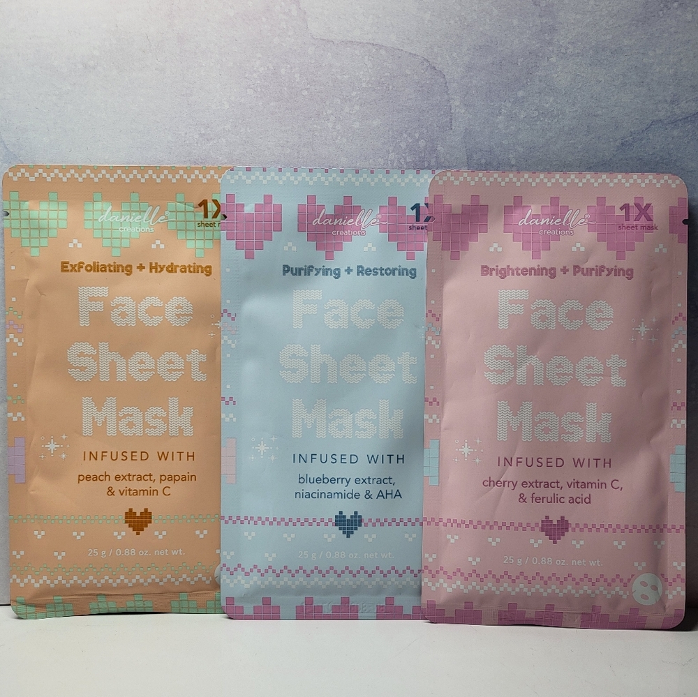 Face Sheet Mask Set - Pink, Blue, Orange